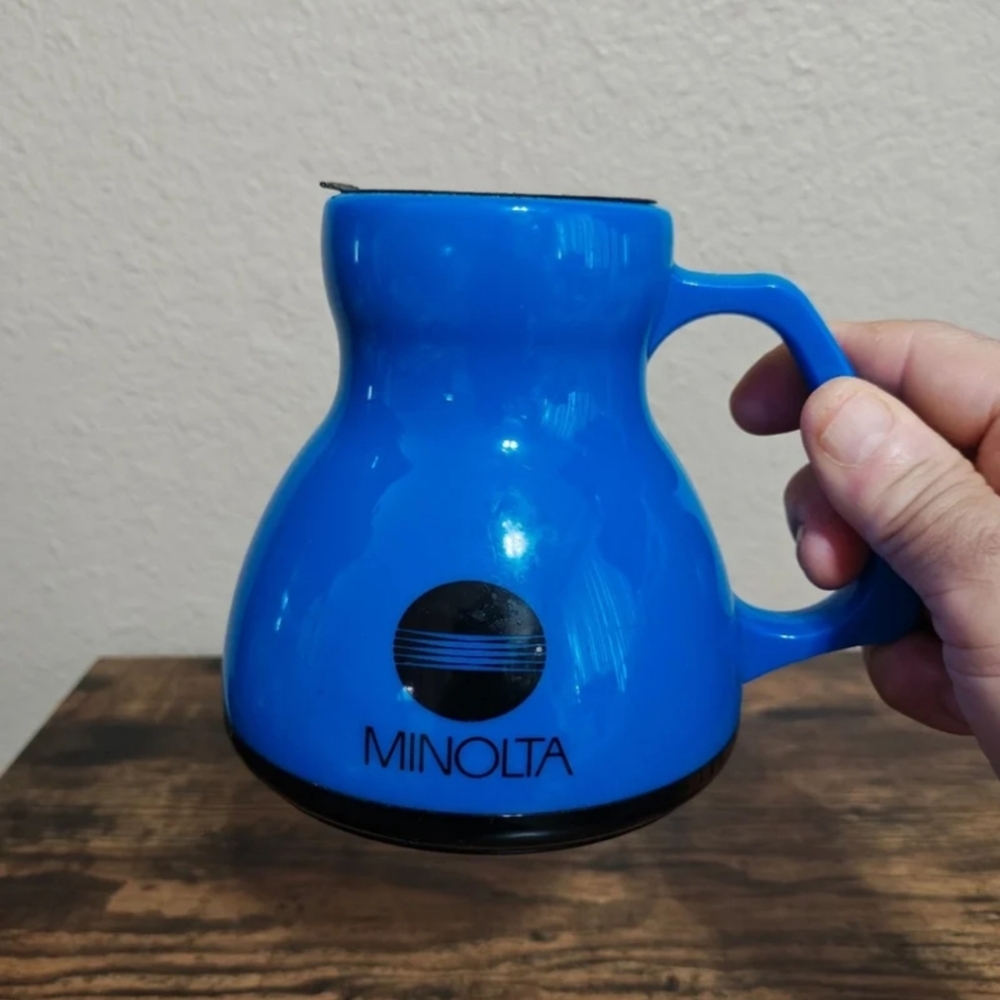 1980s Rare Minolta "No Spill No Slide" Design Durable Hard Plastic Mug/Cup